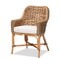 Baxton Studio Kyle Modern Bohemian Natural Brown Woven Rattan Dining Arm Chair with Cushion 212-12804-ZORO - alternate 10